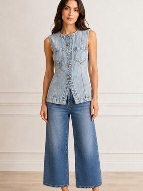 Pistola Gia Fitted Denim Vest Hazy NWT Size XS